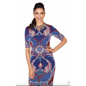 Pankaj & Nidhi Anthropologie Mosaic Pencil Dress Size 2 Indian Designer